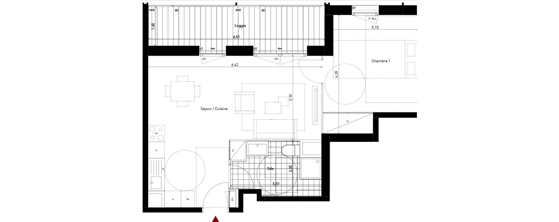 Appartement T2 de 46,60 m2 &agrave; Bussy-Saint-Georges Sycomore