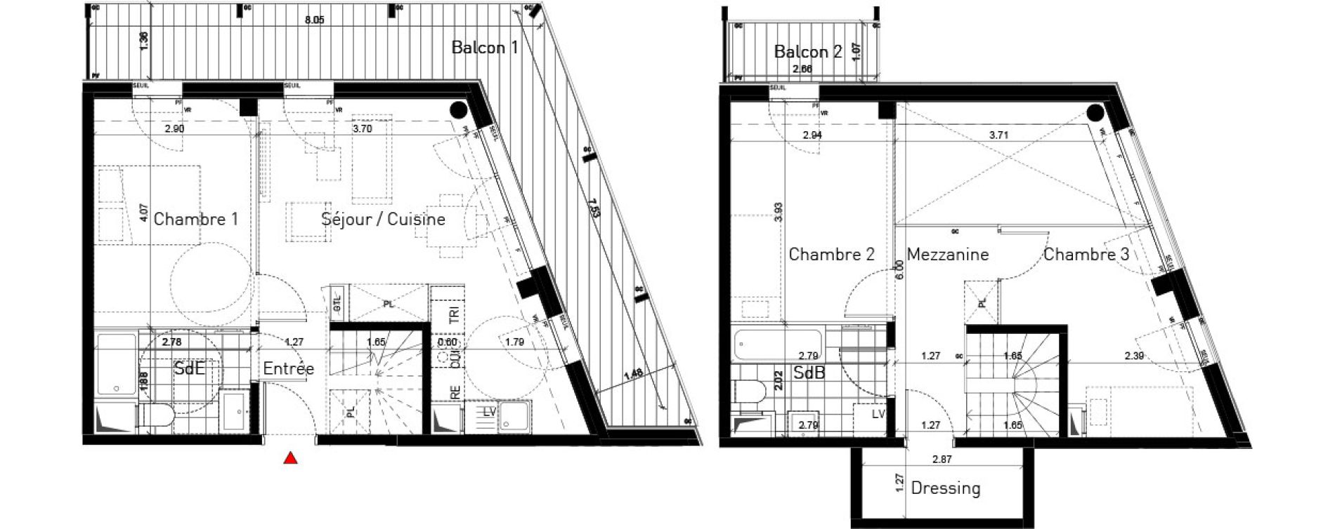 Duplex T4 de 77,60 m2 &agrave; Bussy-Saint-Georges Sycomore