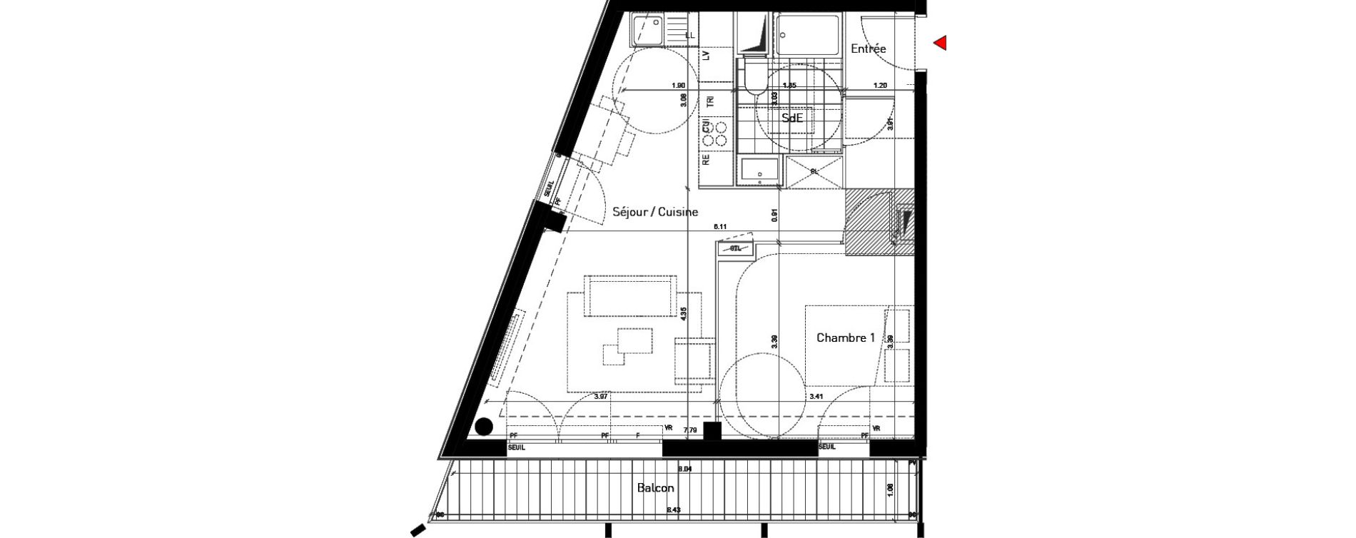 Appartement T2 de 45,80 m2 &agrave; Bussy-Saint-Georges Sycomore