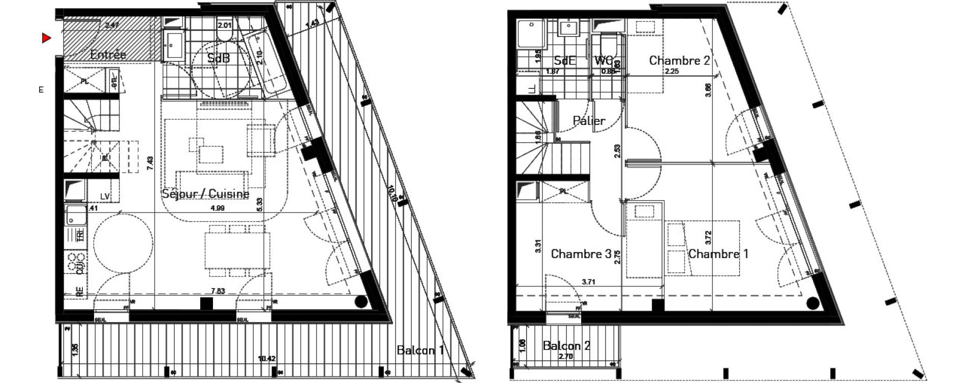 Duplex T4 de 87,10 m2 &agrave; Bussy-Saint-Georges Sycomore