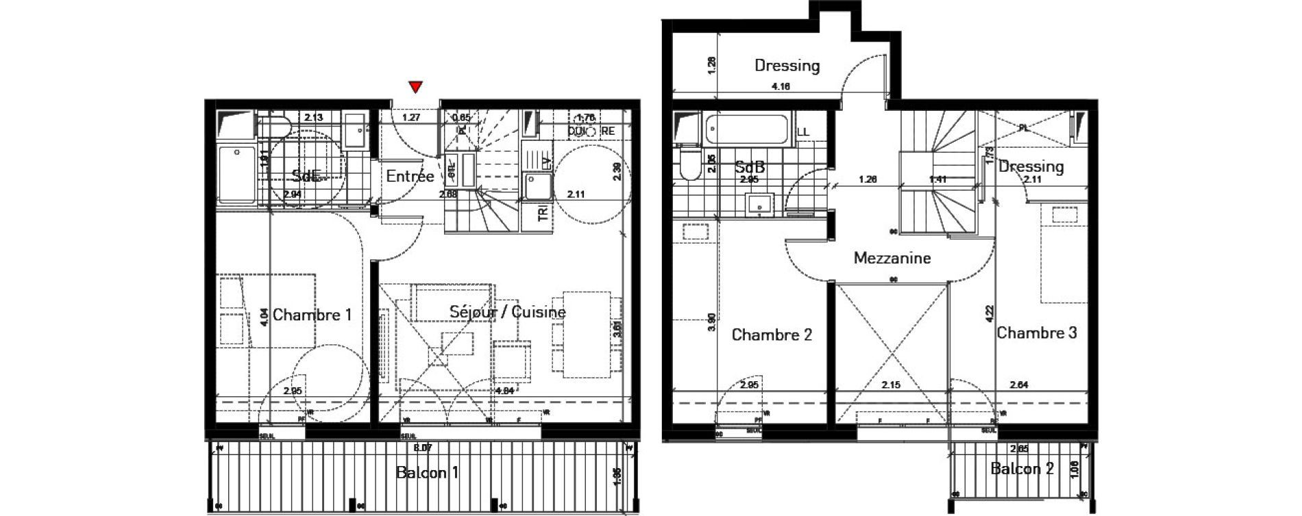 Duplex T4 de 84,90 m2 &agrave; Bussy-Saint-Georges Sycomore