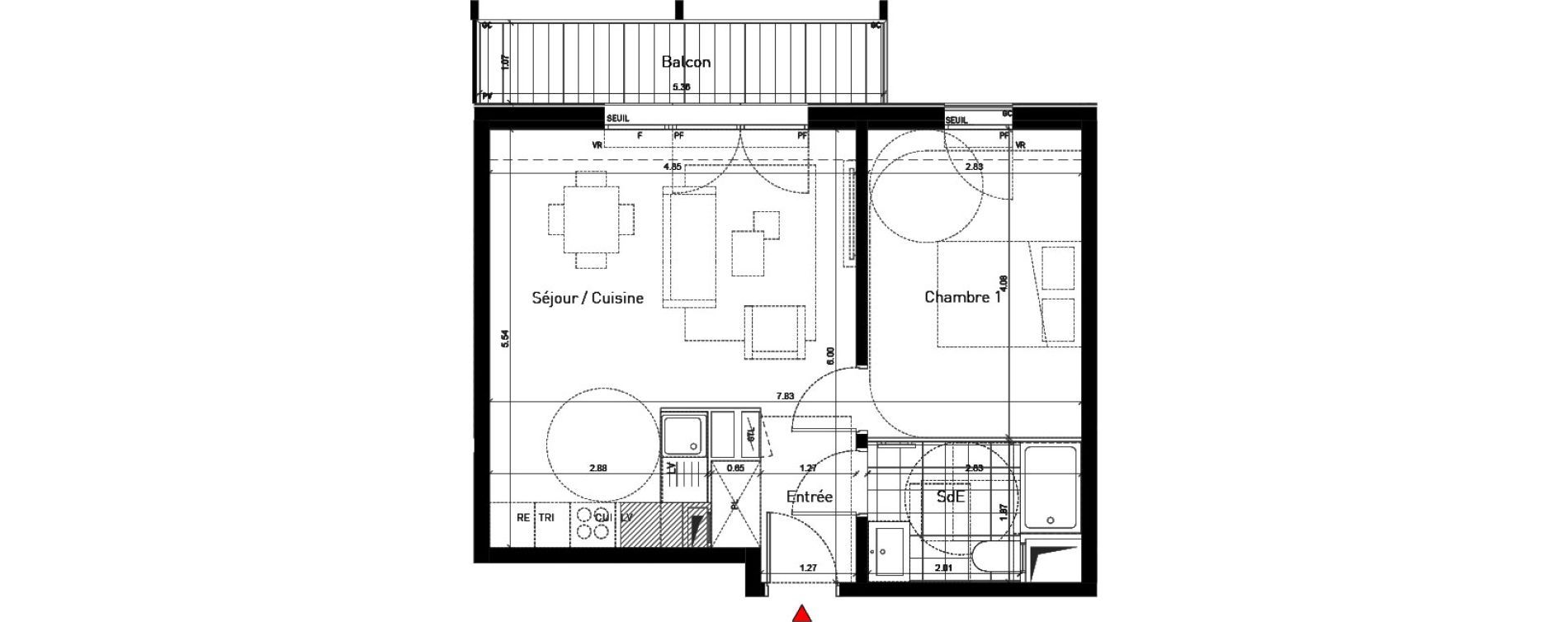 Appartement T2 de 43,00 m2 &agrave; Bussy-Saint-Georges Sycomore
