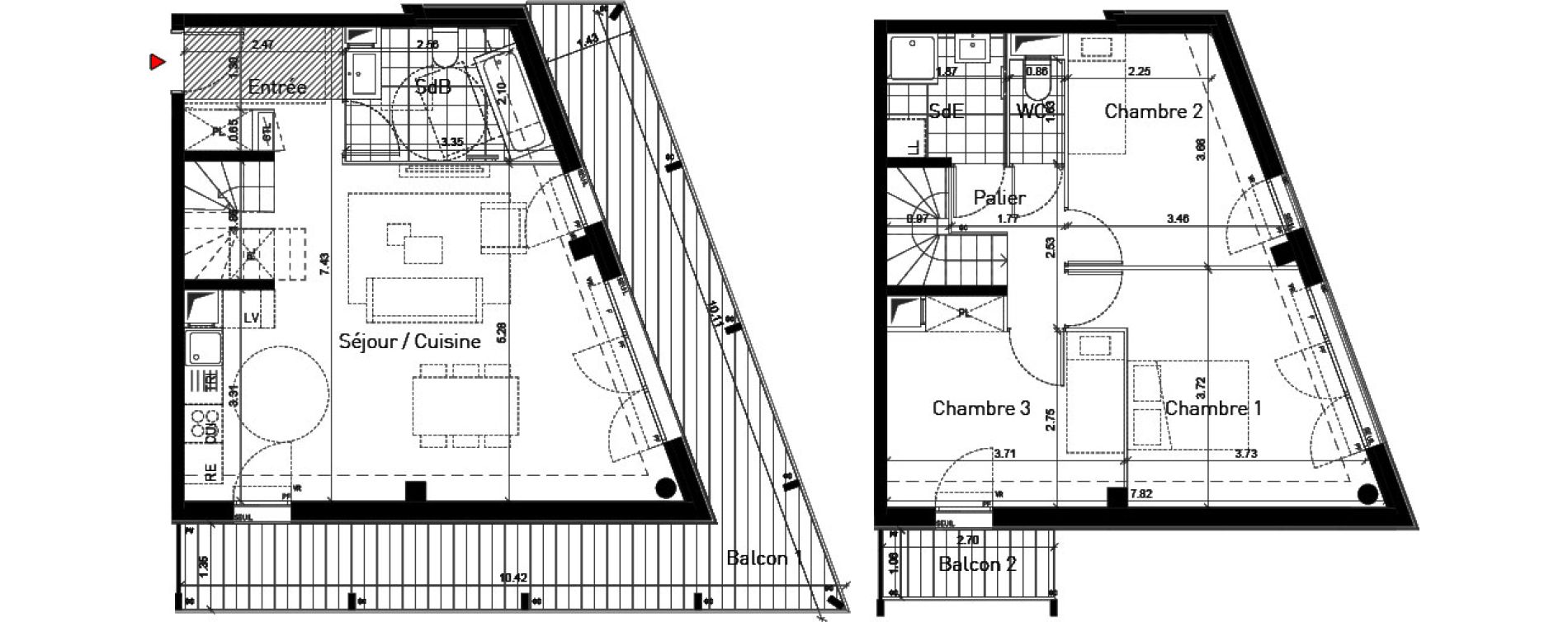 Duplex T4 de 87,10 m2 &agrave; Bussy-Saint-Georges Sycomore