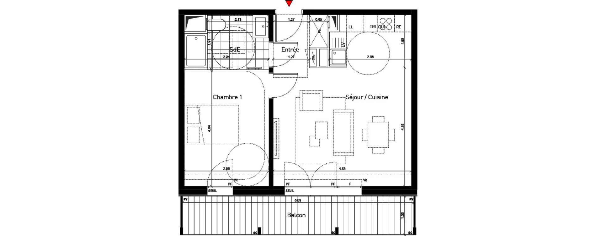 Appartement T2 de 45,10 m2 &agrave; Bussy-Saint-Georges Sycomore