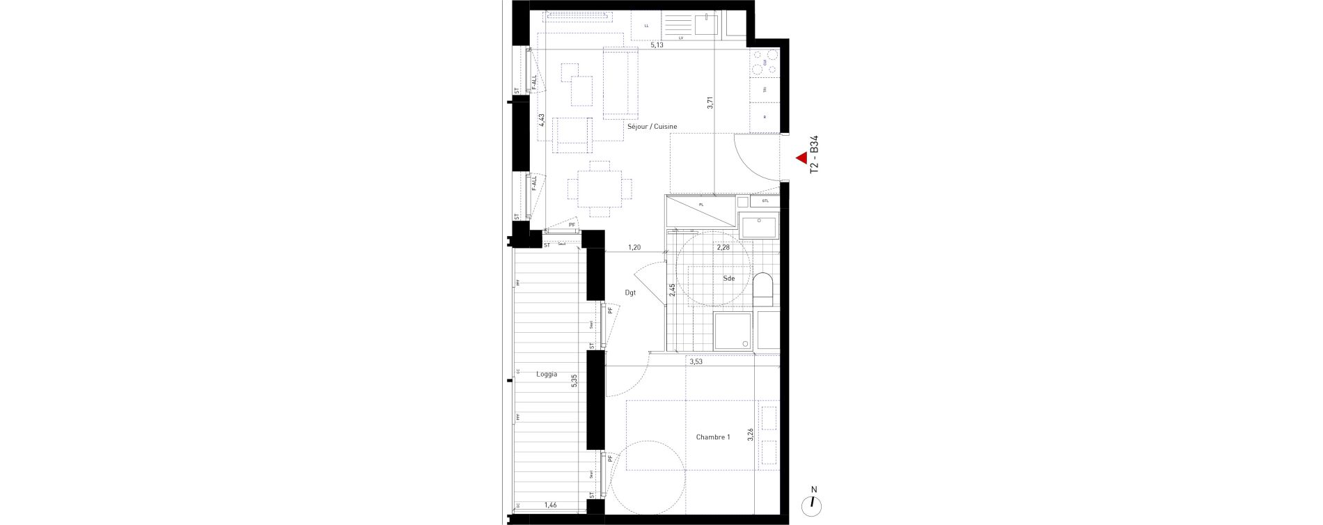 Appartement T2 de 40,50 m2 &agrave; Bussy-Saint-Georges Sycomore