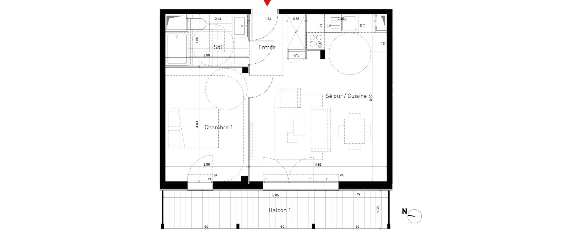 Appartement T2 de 45,90 m2 &agrave; Bussy-Saint-Georges Sycomore