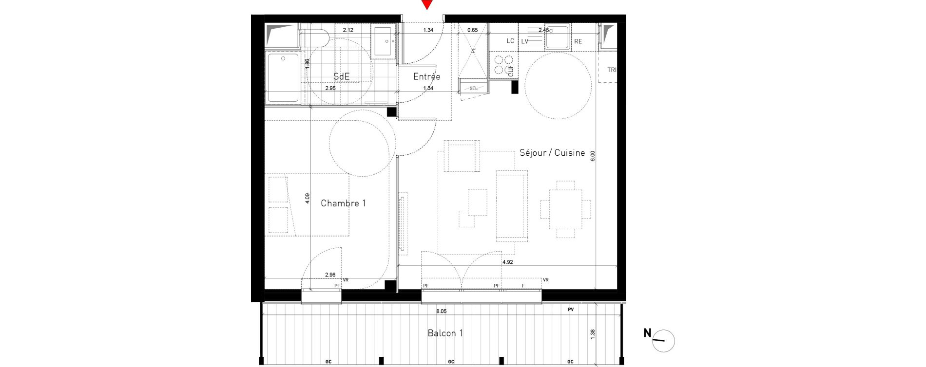 Appartement T2 de 45,90 m2 &agrave; Bussy-Saint-Georges Sycomore