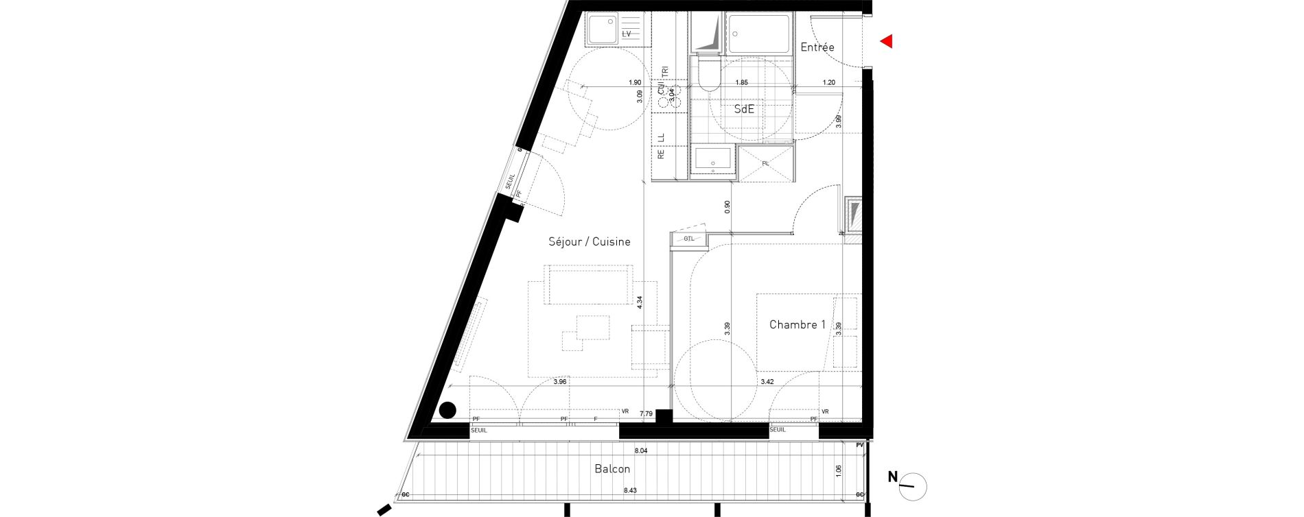 Appartement T2 de 45,70 m2 &agrave; Bussy-Saint-Georges Sycomore