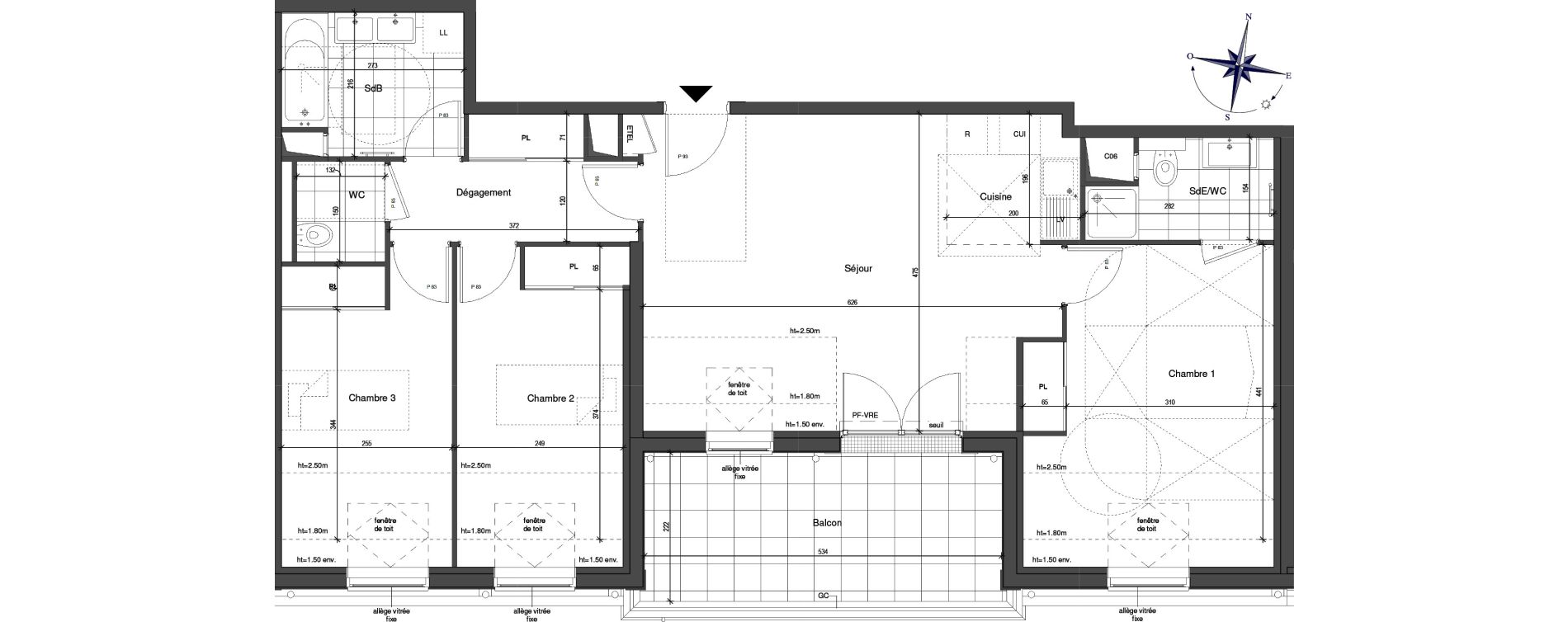 Appartement T4 de 81,80 m2 &agrave; Bussy-Saint-Georges Village et golf