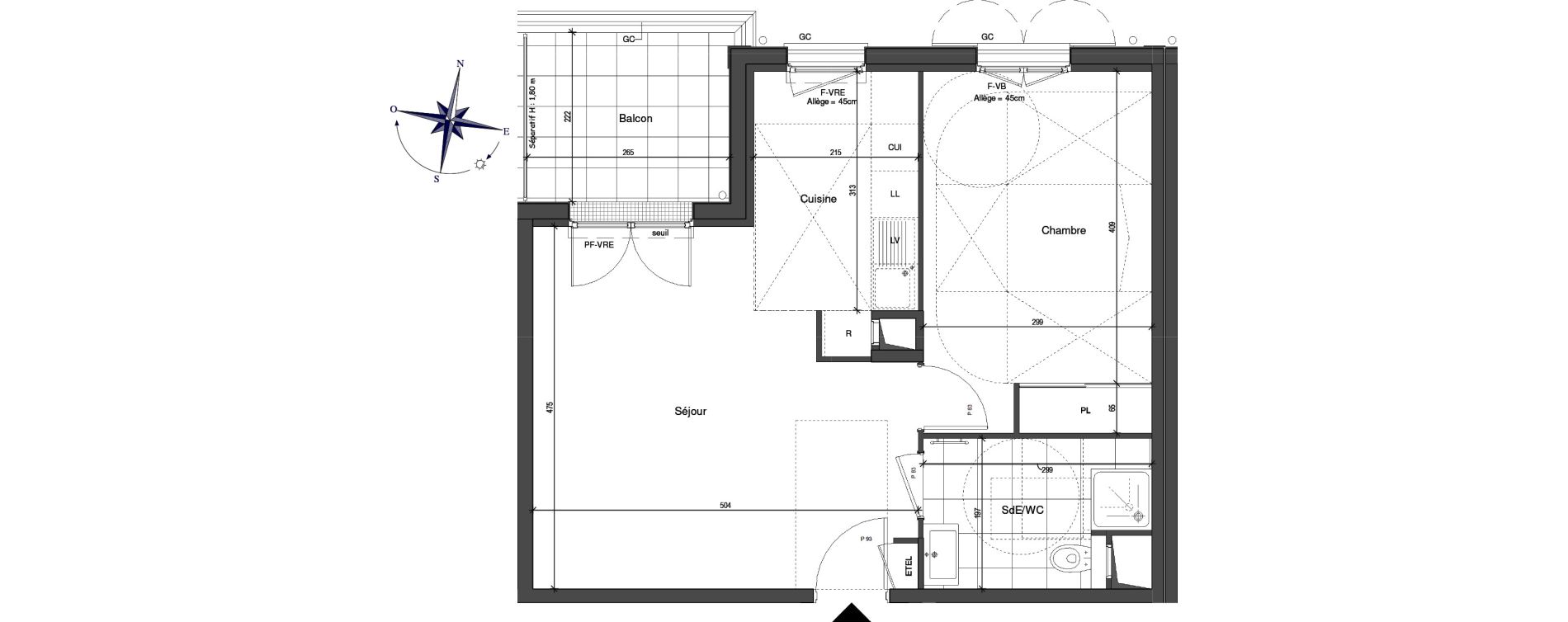 Appartement T2 de 47,00 m2 &agrave; Bussy-Saint-Georges Village et golf