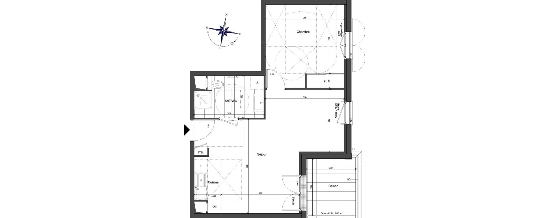 Appartement T2 de 46,20 m2 &agrave; Bussy-Saint-Georges Village et golf