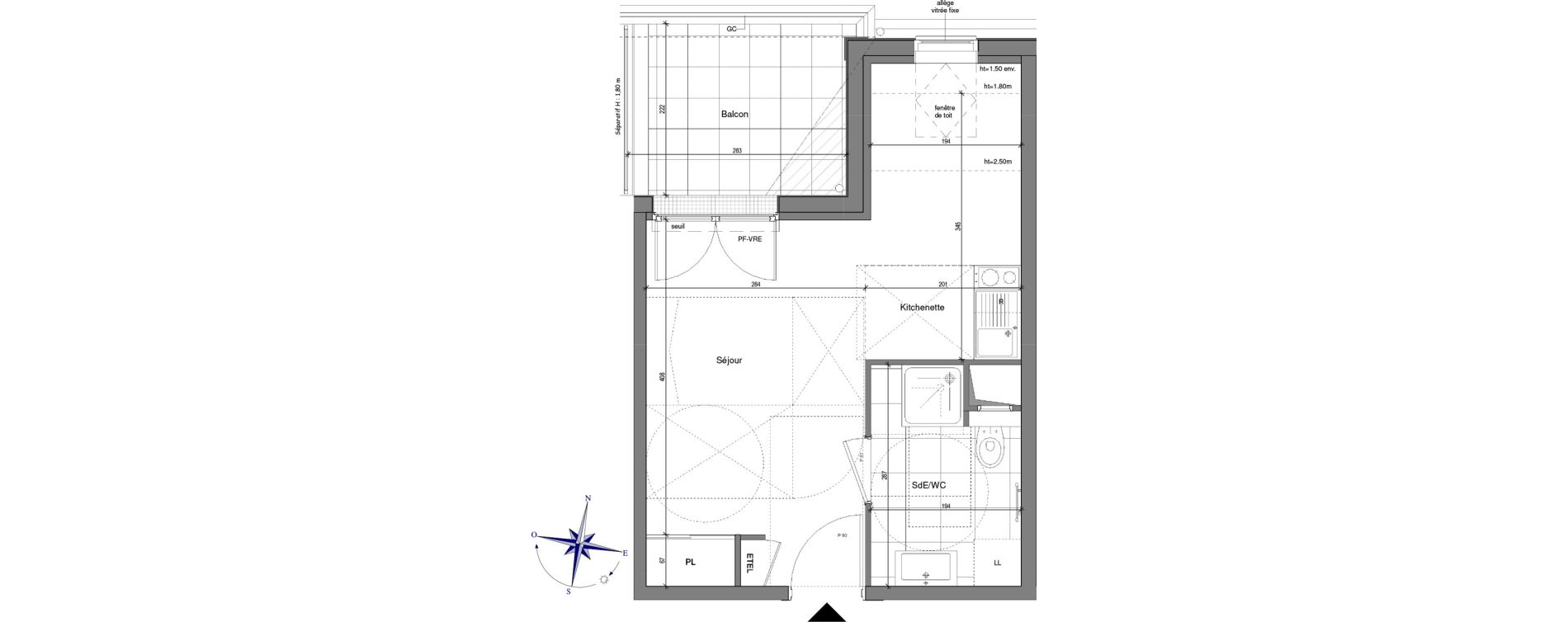 Appartement T1 de 25,10 m2 &agrave; Bussy-Saint-Georges Village et golf