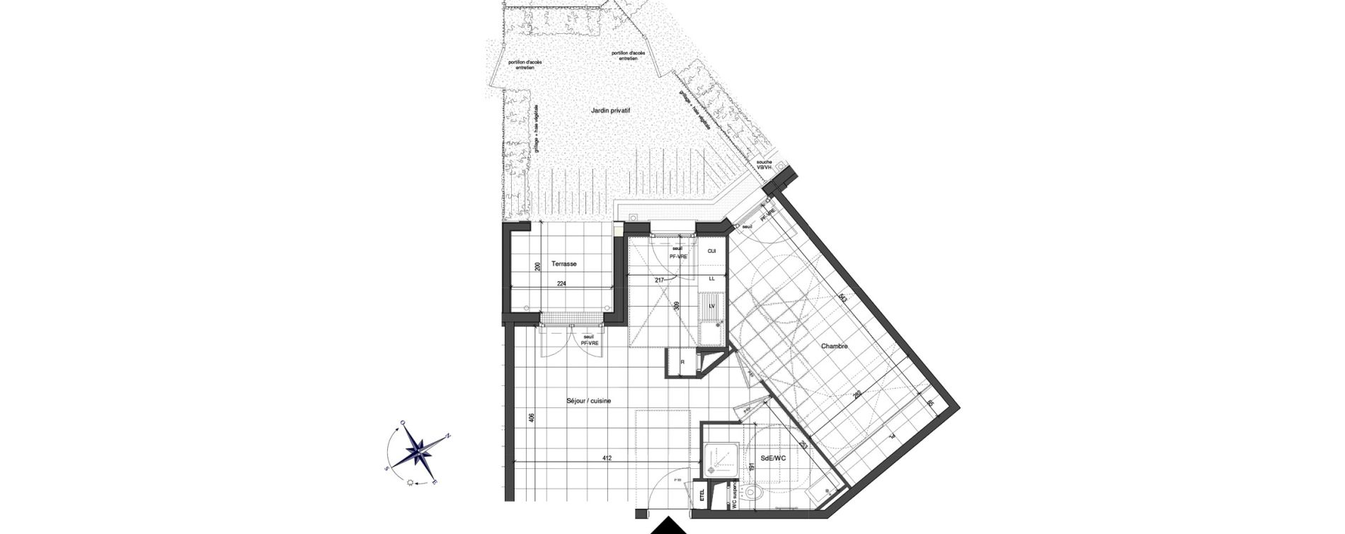 Appartement T2 de 43,40 m2 &agrave; Bussy-Saint-Georges Village et golf
