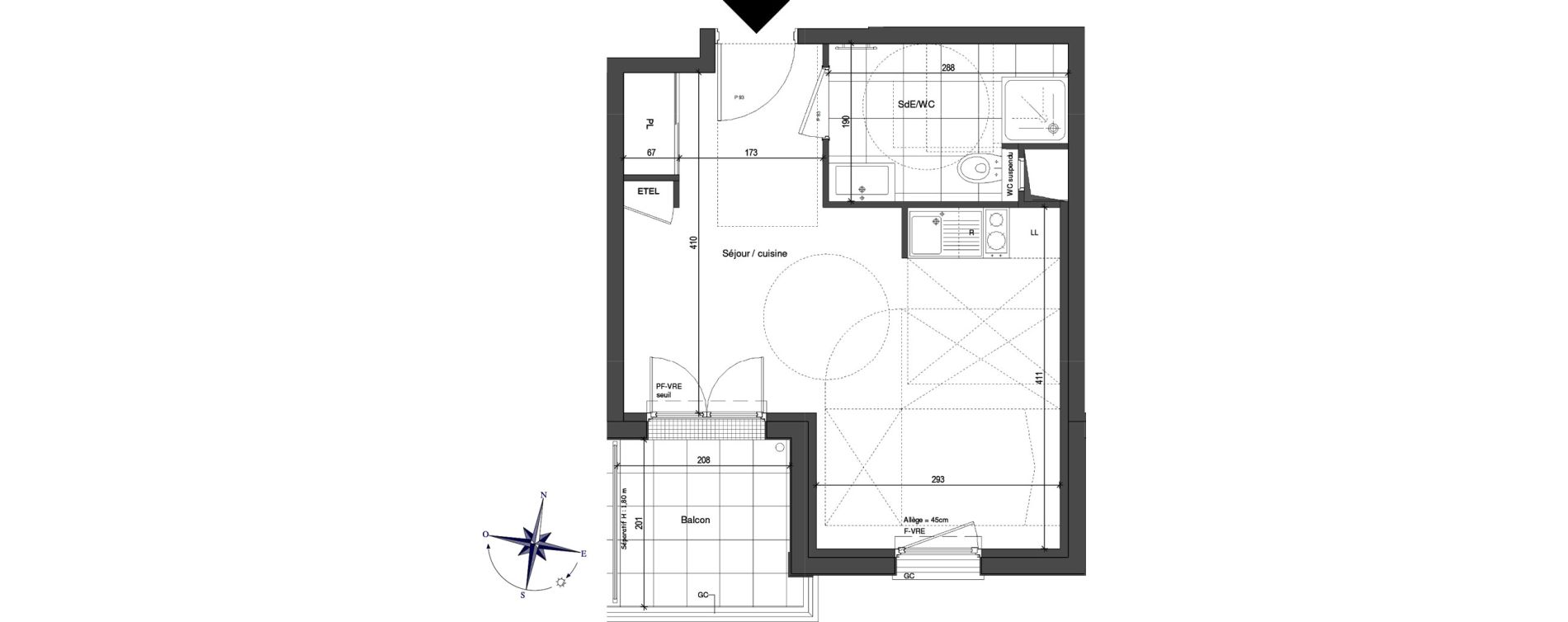 Appartement T1 de 26,70 m2 &agrave; Bussy-Saint-Georges Village et golf