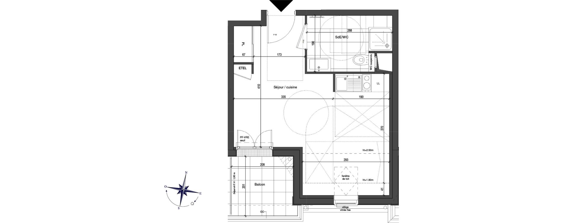 Appartement T1 de 25,50 m2 &agrave; Bussy-Saint-Georges Village et golf