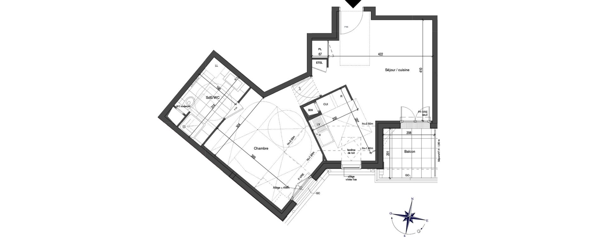 Appartement T2 de 41,20 m2 &agrave; Bussy-Saint-Georges Village et golf