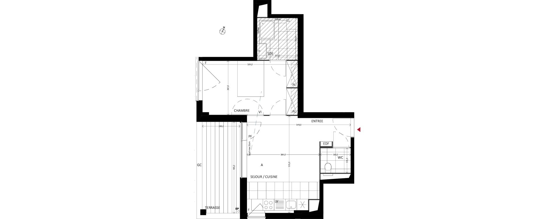 Appartement T2 de 42,70 m2 &agrave; Bussy-Saint-Georges Sycomore