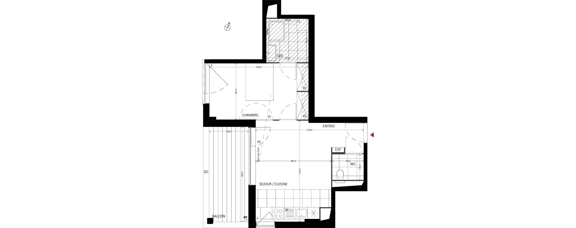 Appartement T2 de 42,70 m2 &agrave; Bussy-Saint-Georges Sycomore