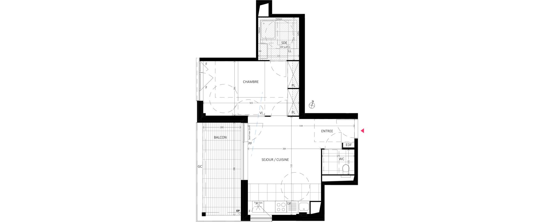 Appartement T2 de 43,00 m2 &agrave; Bussy-Saint-Georges Sycomore