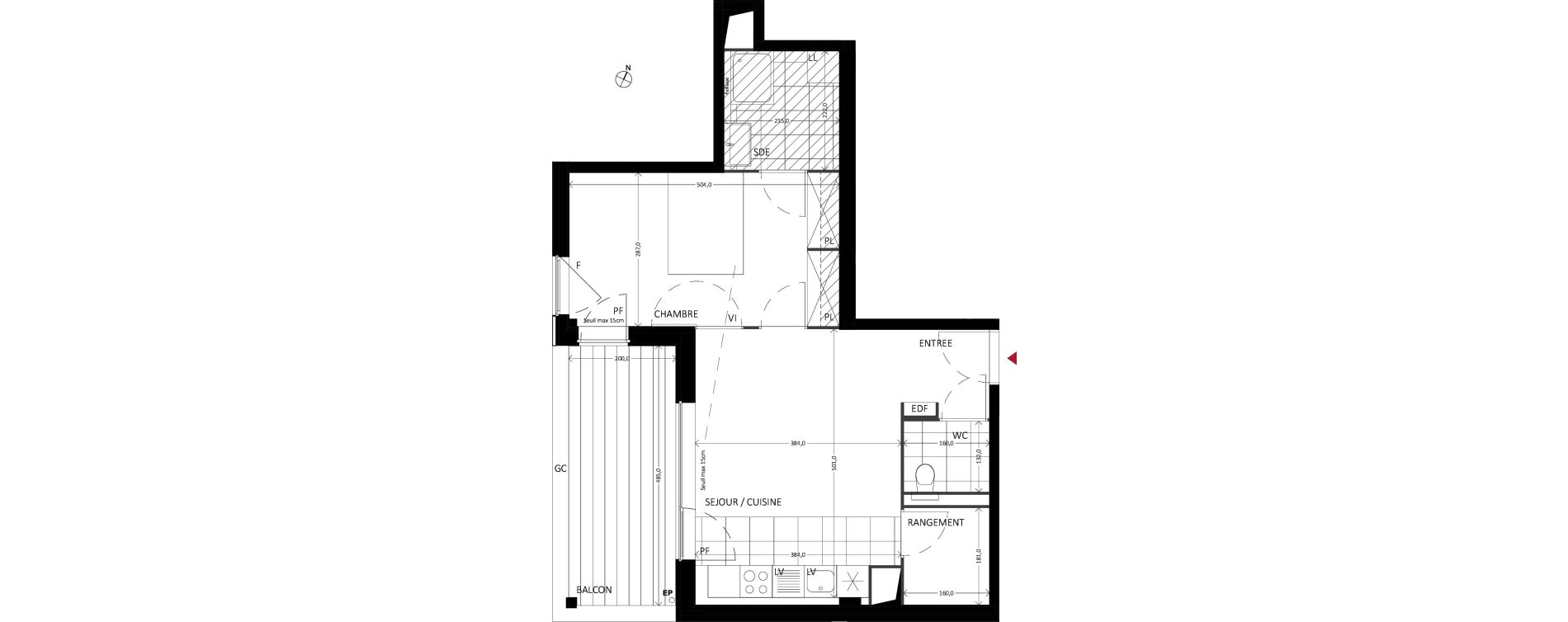 Appartement T2 de 45,60 m2 &agrave; Bussy-Saint-Georges Sycomore