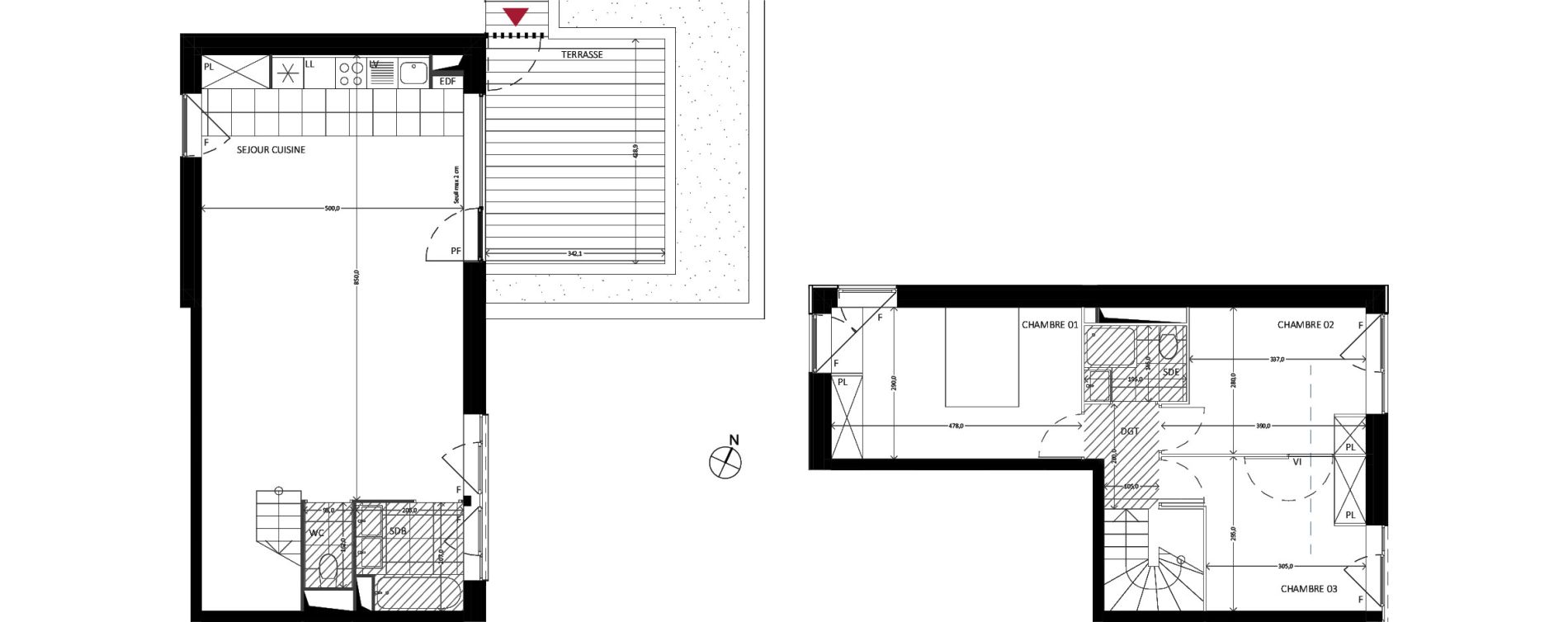 Duplex T4 de 88,20 m2 &agrave; Bussy-Saint-Georges Sycomore