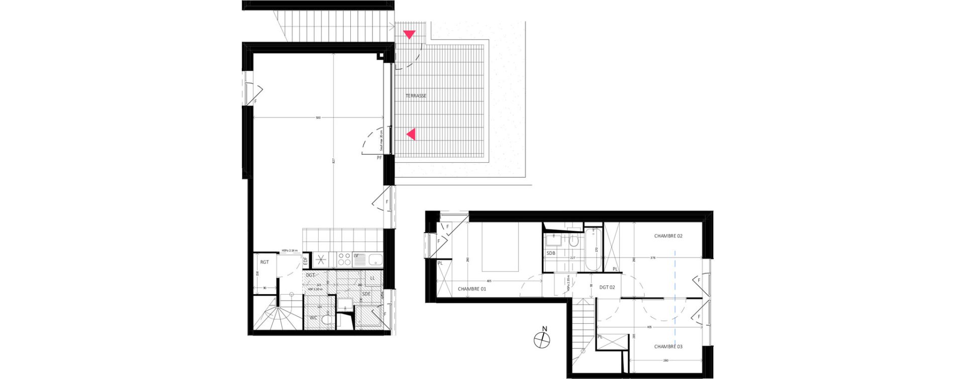 Duplex T4 de 87,70 m2 &agrave; Bussy-Saint-Georges Sycomore