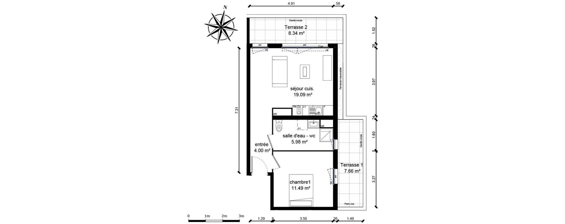 Appartement T2 de 40,63 m2 &agrave; Bussy-Saint-Georges Sycomore