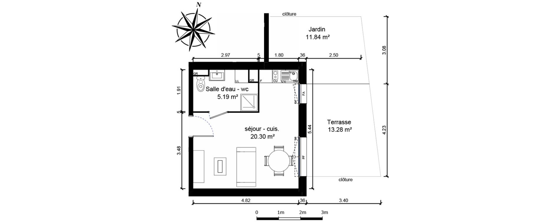 Appartement T1 de 25,49 m2 &agrave; Bussy-Saint-Georges Sycomore