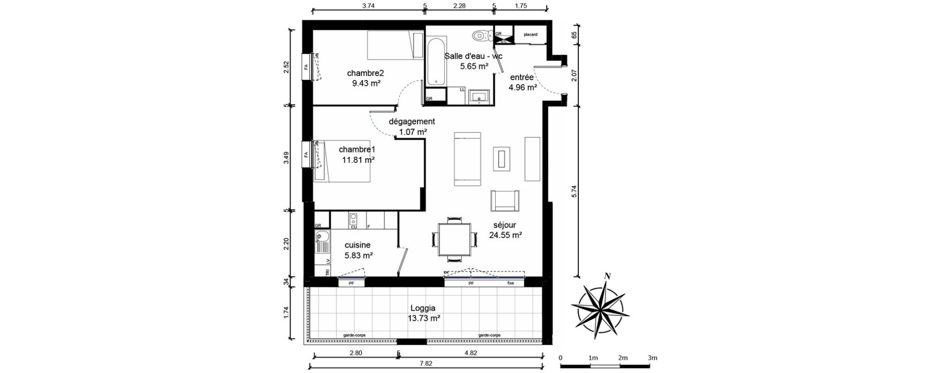 Appartement T3 de 63,30 m2 &agrave; Bussy-Saint-Georges Sycomore