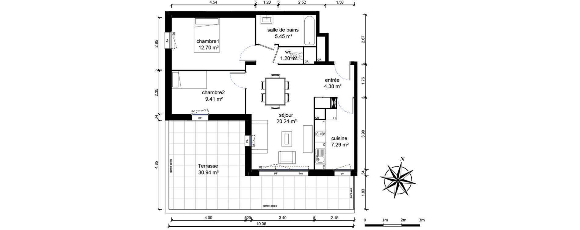 Appartement T3 de 61,93 m2 &agrave; Bussy-Saint-Georges Sycomore