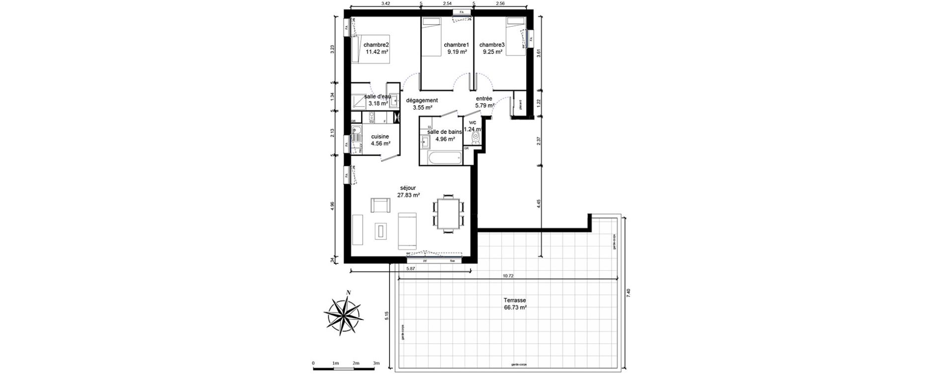 Appartement T4 de 80,98 m2 &agrave; Bussy-Saint-Georges Sycomore