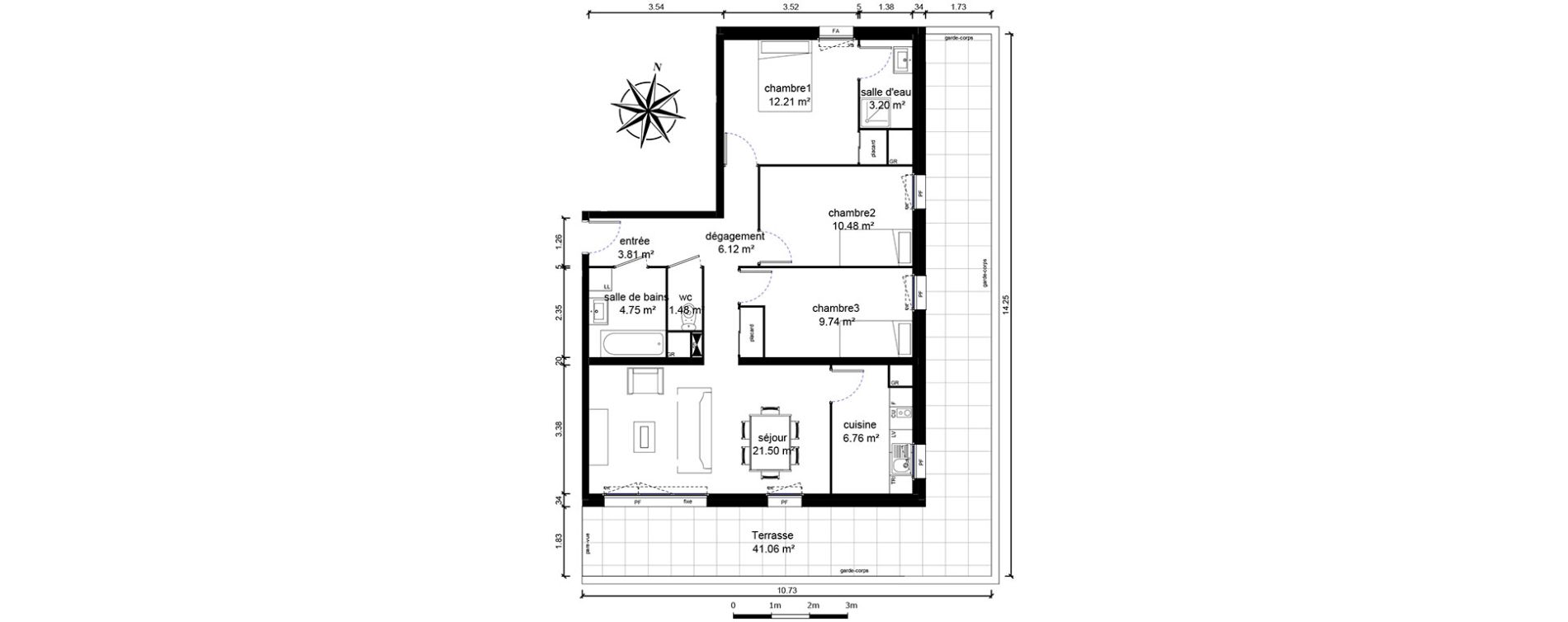 Appartement T4 de 80,01 m2 &agrave; Bussy-Saint-Georges Sycomore