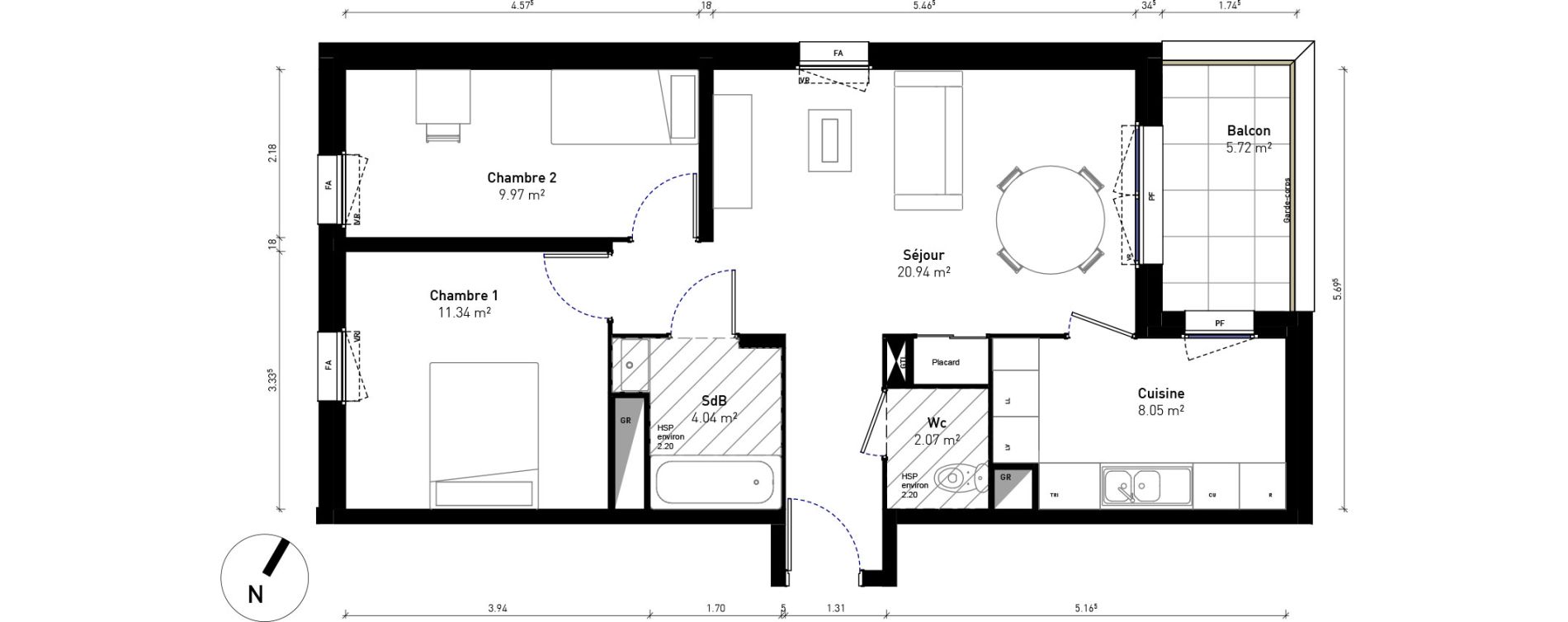 Appartement T3 de 60,27 m2 &agrave; Bussy-Saint-Georges Sycomore
