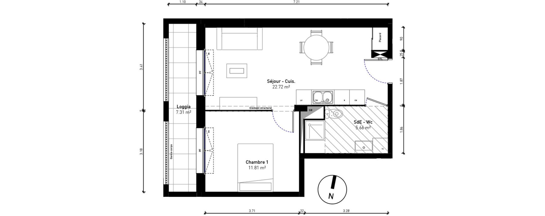 Appartement T2 de 40,19 m2 &agrave; Bussy-Saint-Georges Sycomore