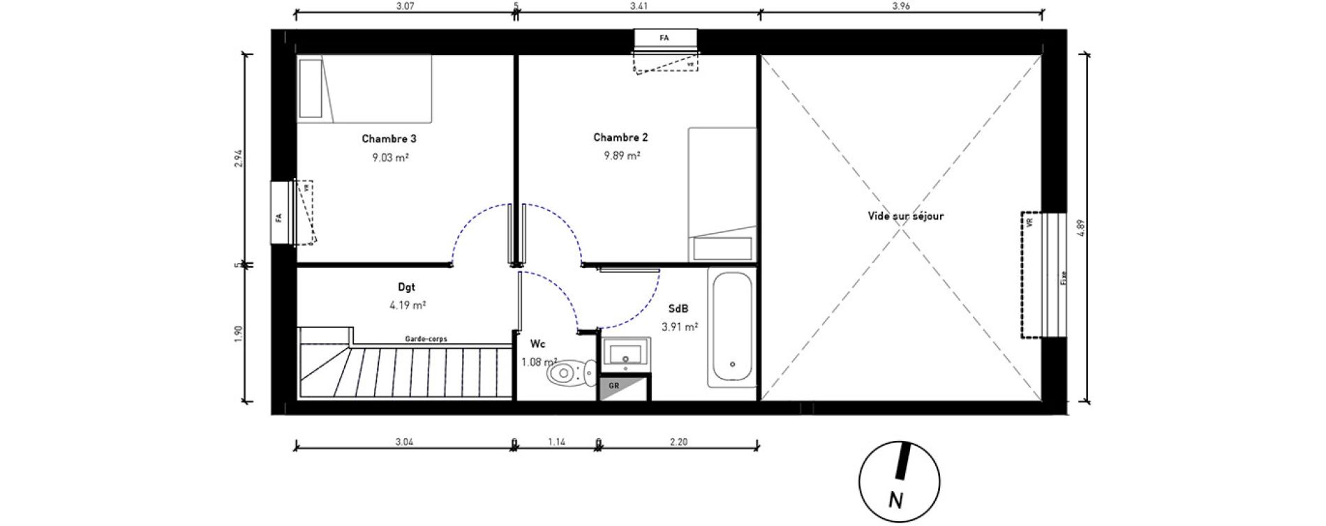 Duplex T4 de 75,29 m2 &agrave; Bussy-Saint-Georges Sycomore