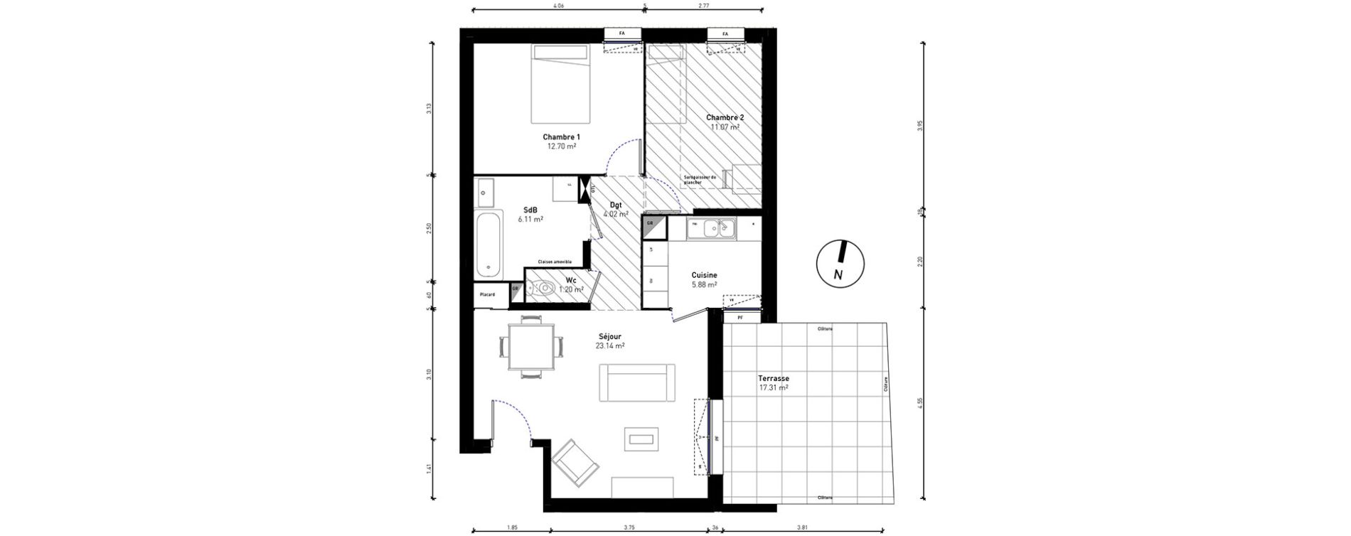 Appartement T3 de 64,11 m2 &agrave; Bussy-Saint-Georges Sycomore