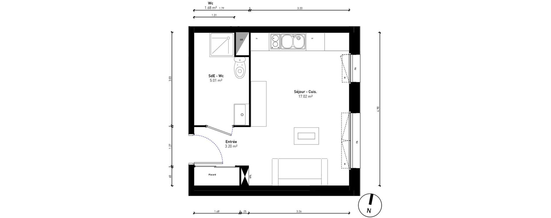Appartement T1 de 25,22 m2 &agrave; Bussy-Saint-Georges Sycomore