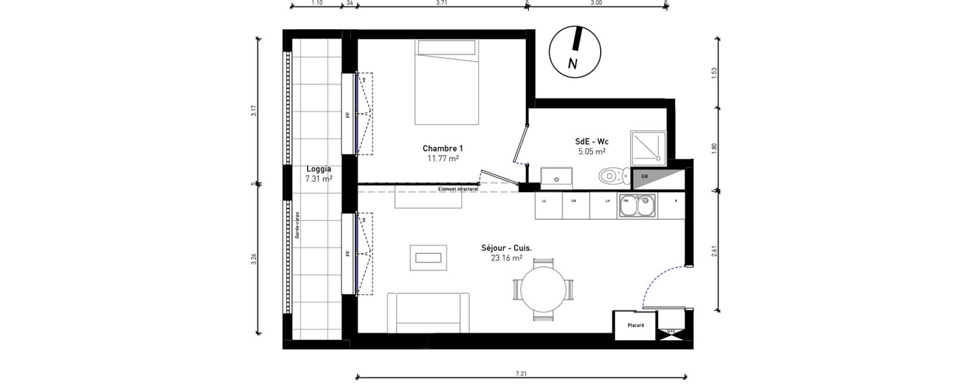 Appartement T2 de 39,98 m2 &agrave; Bussy-Saint-Georges Sycomore