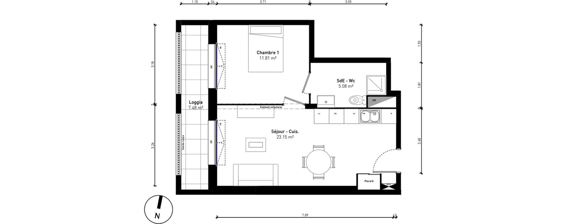Appartement T2 de 40,03 m2 &agrave; Bussy-Saint-Georges Sycomore