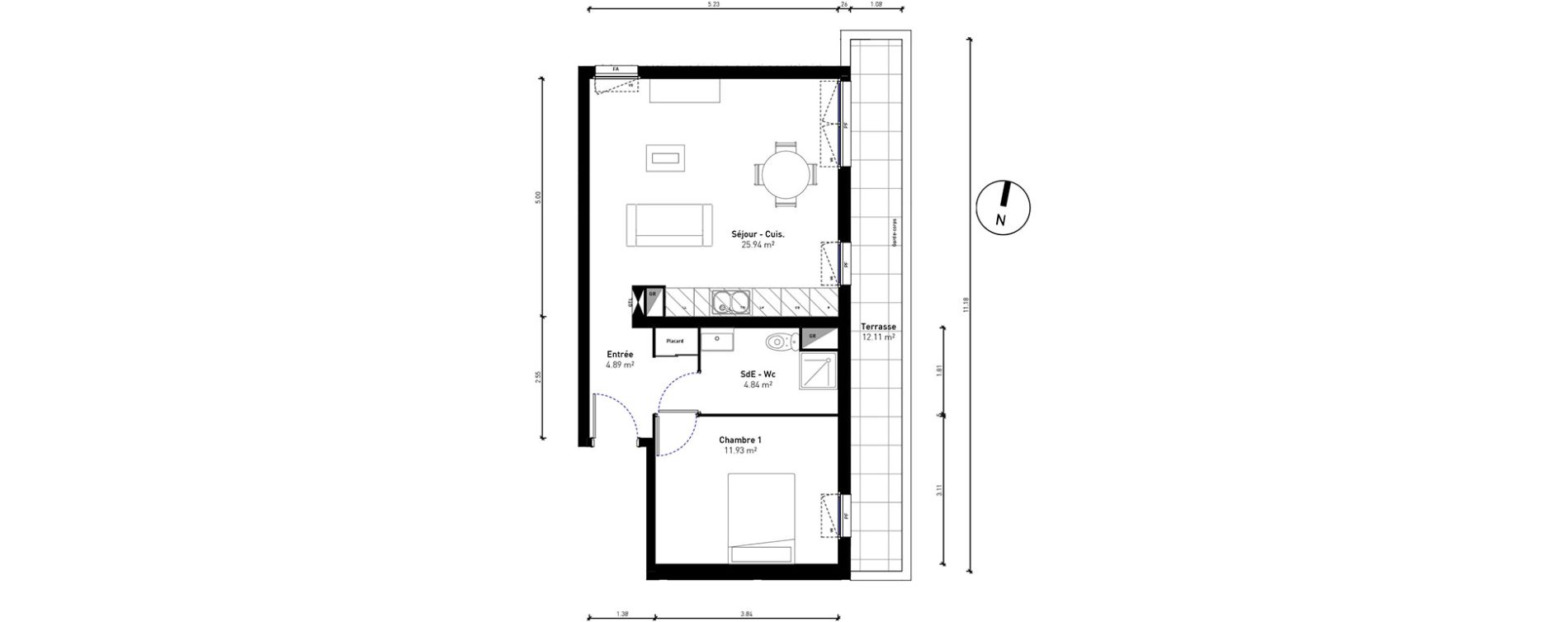 Appartement T2 de 47,60 m2 &agrave; Bussy-Saint-Georges Sycomore