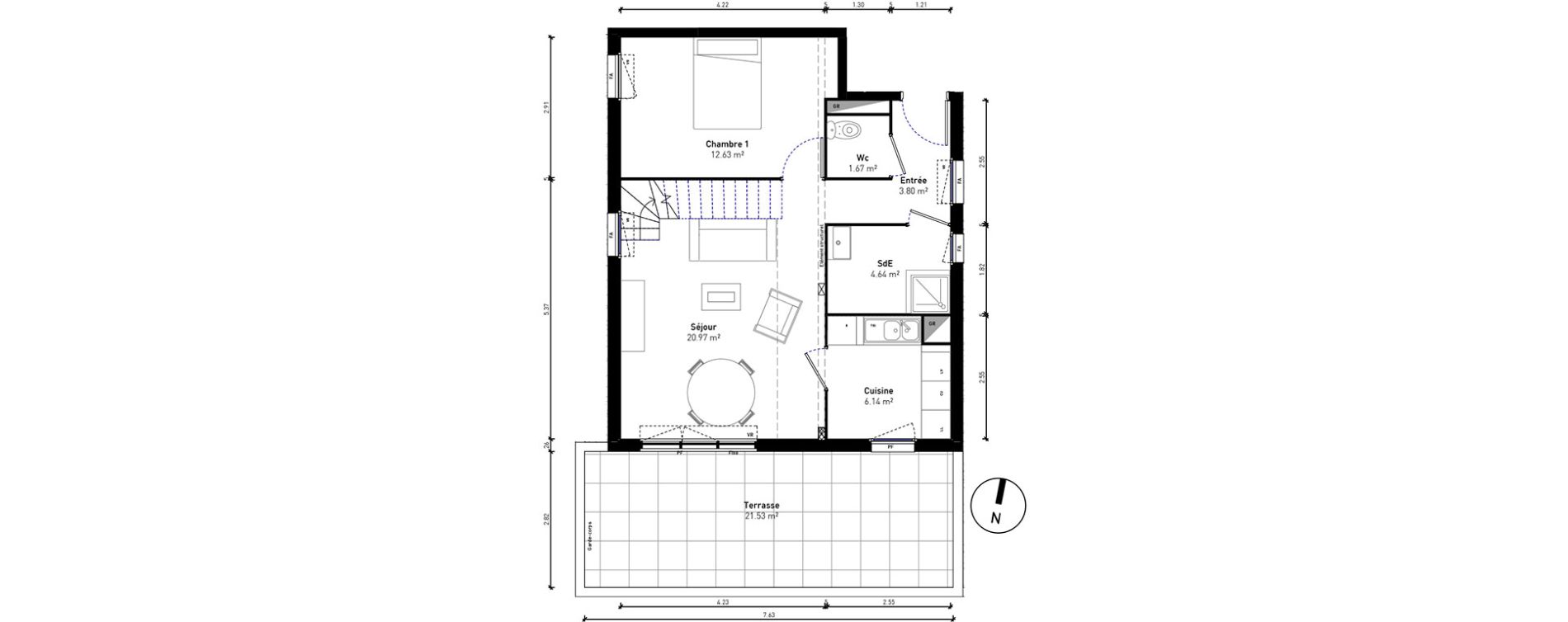Duplex T4 de 81,93 m2 &agrave; Bussy-Saint-Georges Sycomore