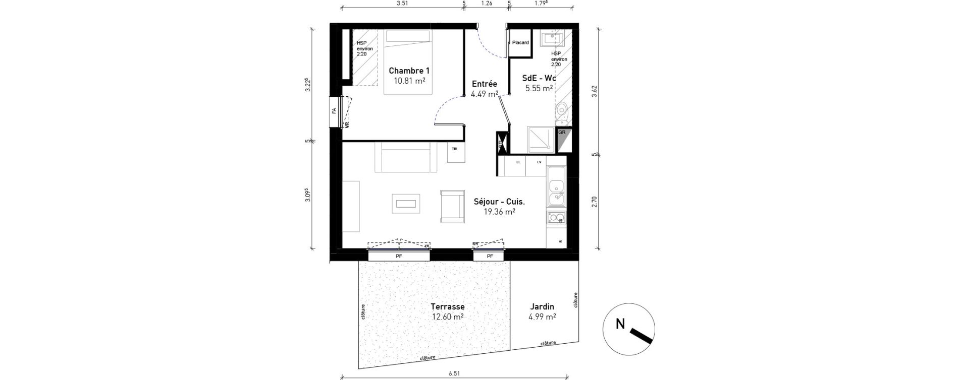 Appartement T2 de 40,21 m2 &agrave; Bussy-Saint-Georges Sycomore