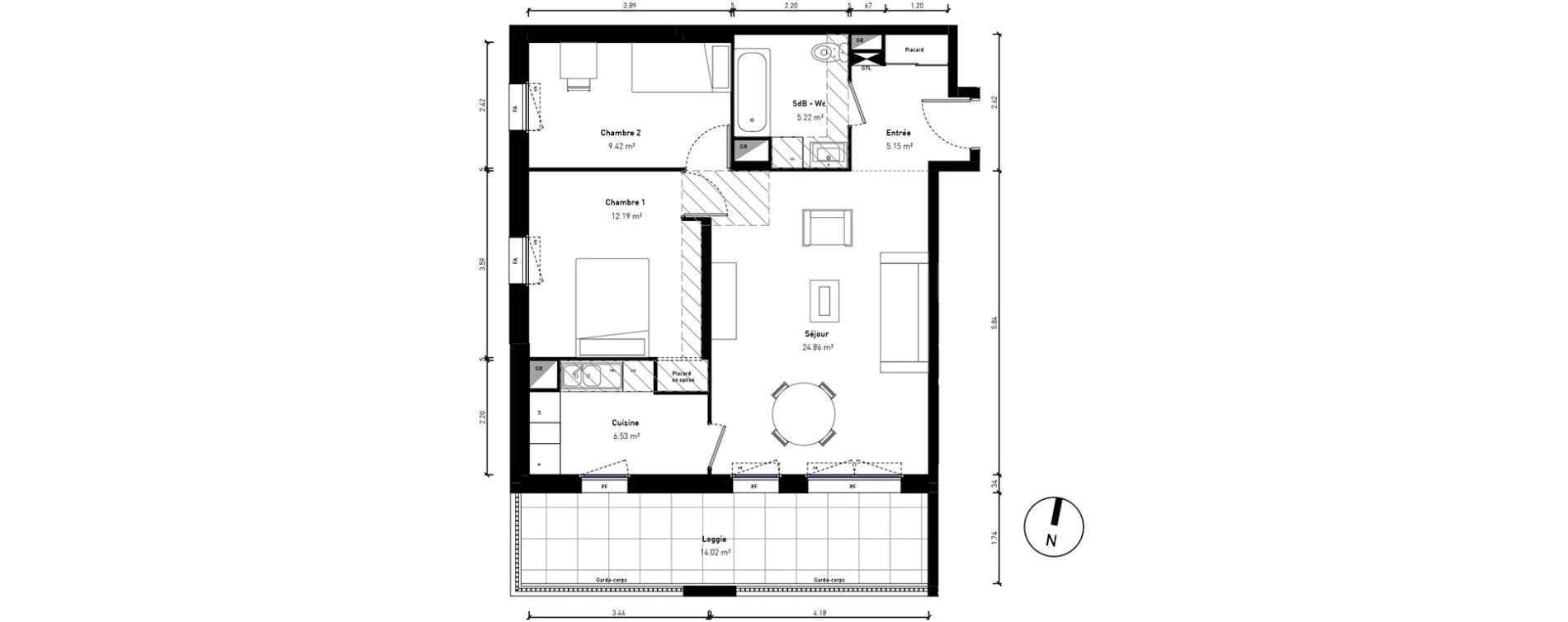 Appartement T3 de 63,36 m2 &agrave; Bussy-Saint-Georges Sycomore