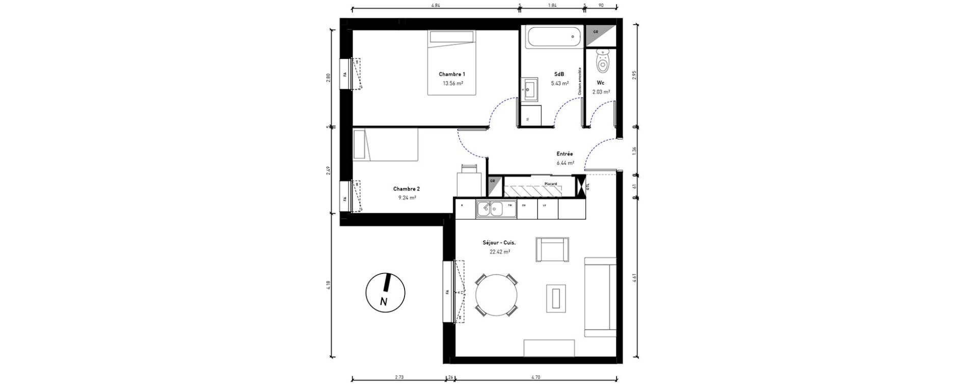 Appartement T3 de 59,12 m2 &agrave; Bussy-Saint-Georges Sycomore