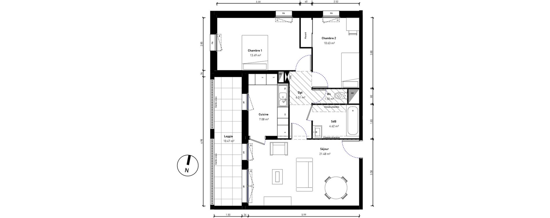 Appartement T3 de 63,31 m2 &agrave; Bussy-Saint-Georges Sycomore