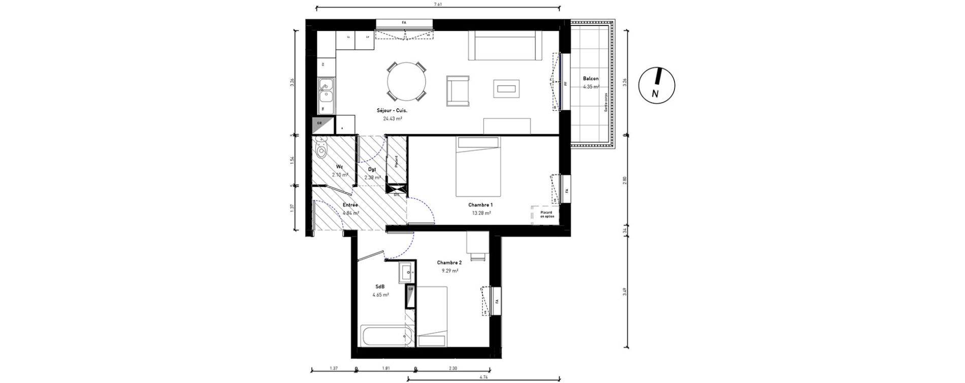 Appartement T3 de 60,97 m2 &agrave; Bussy-Saint-Georges Sycomore