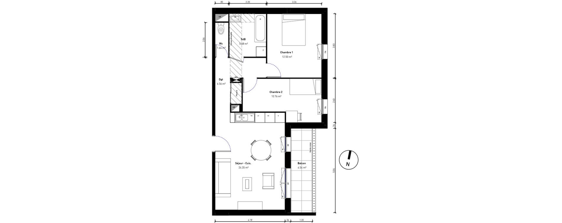 Appartement T3 de 61,50 m2 &agrave; Bussy-Saint-Georges Sycomore