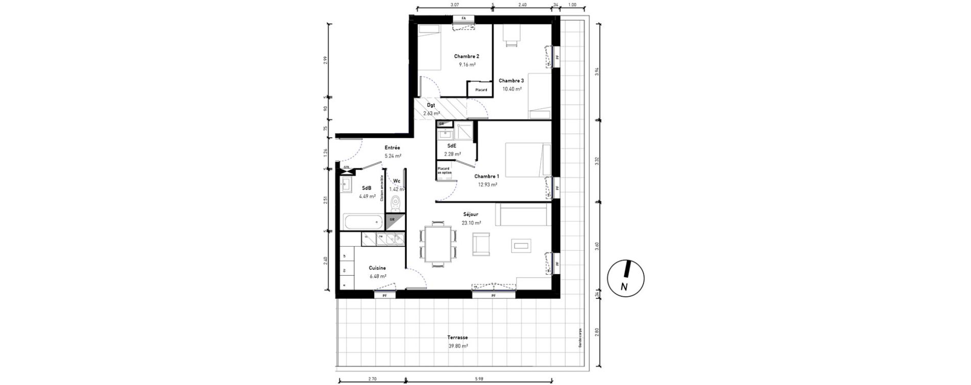 Appartement T4 de 78,12 m2 &agrave; Bussy-Saint-Georges Sycomore