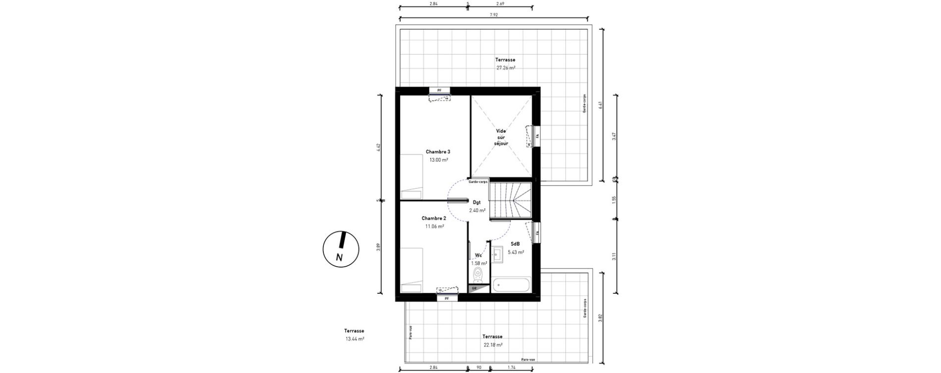 Duplex T4 de 88,97 m2 &agrave; Bussy-Saint-Georges Sycomore
