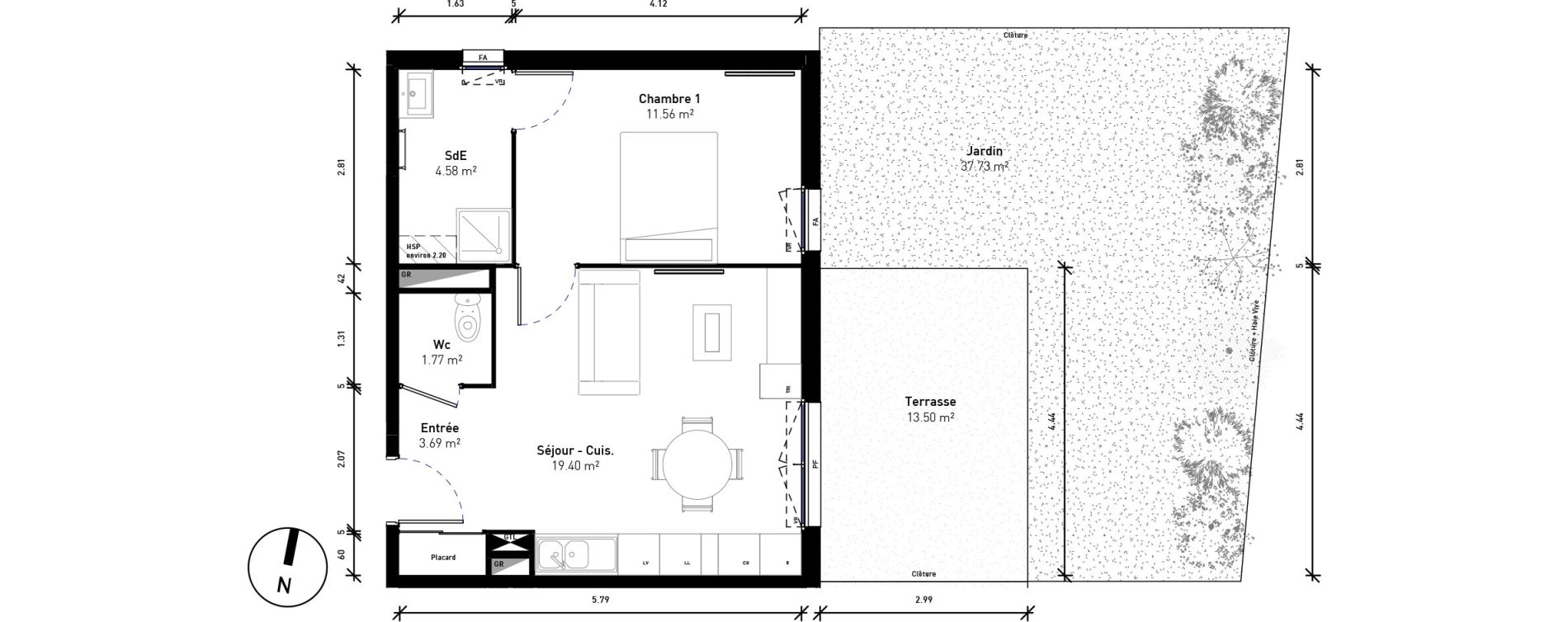 Appartement T2 de 41,00 m2 &agrave; Bussy-Saint-Georges Sycomore